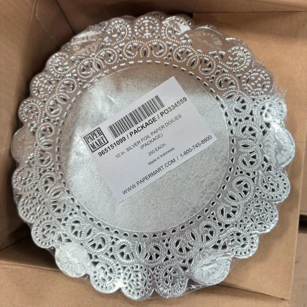 Paper Mart 2000ct Silver Foil Paper Doilies 10in Bulk Lot Round Wedding Baking